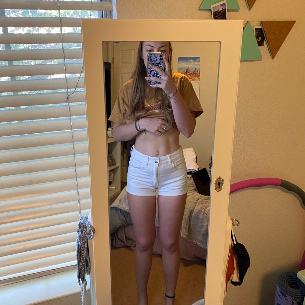 White denim shorts